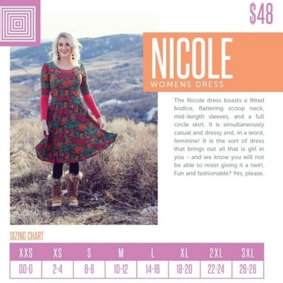 LuLaRoe Gray Blue Floral Nicole Dress Size Womens 3XL 26-28 NEW - Picture 10 of 10